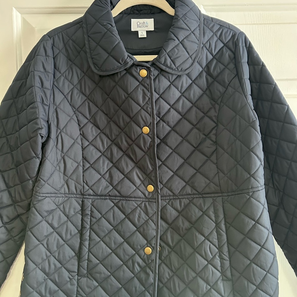 Quilted Navy Jacket with Gold Accents